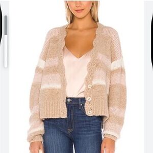 Free People Fine Time Cardigan Sweater Size M Beige Latte Wool Blend  NWT